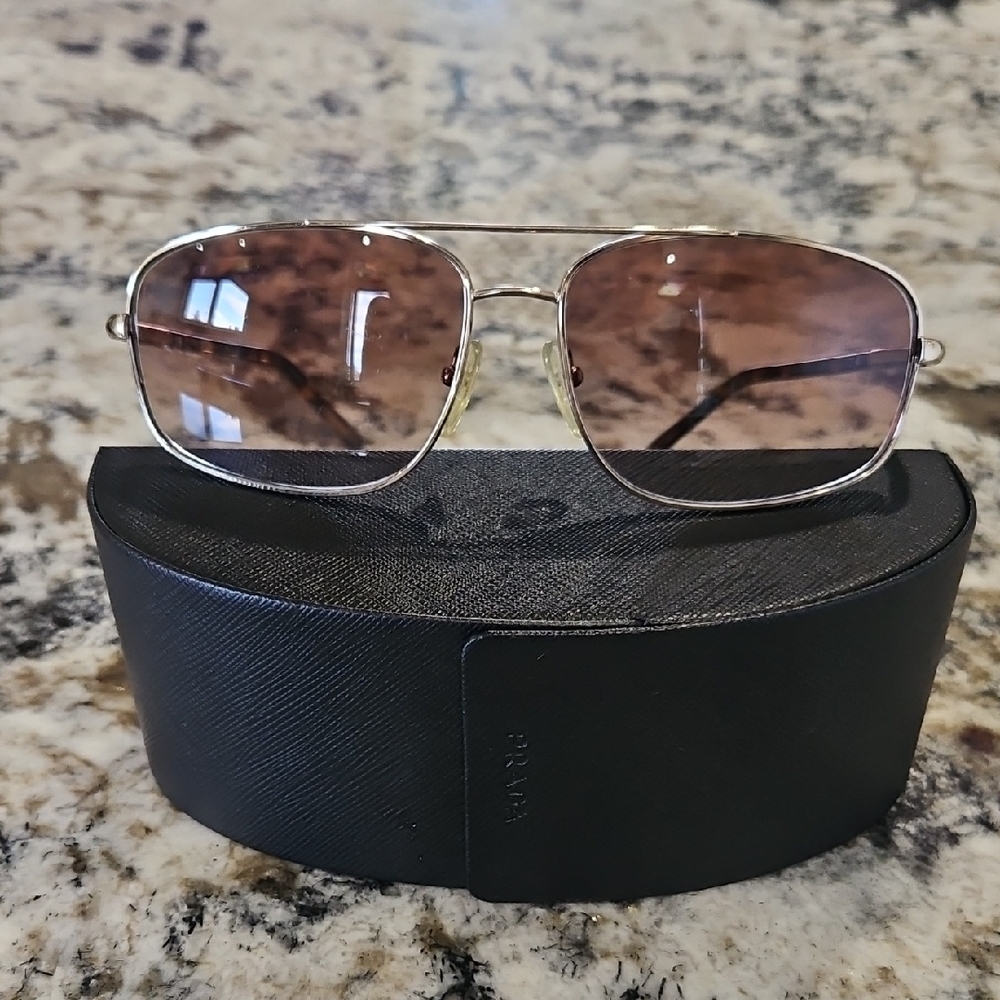 Prada Gold Sunglasses with Brown Lenses